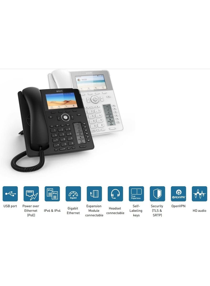 Snom هاتف IP Snom D785N، هاتف مكتب SIP، شاشة ملونة TFT بحجم 4.3 بوصة بدقة 480 x 272 بكسل، 12 هوية SIP، مفتاح تعليق حساس، USB - Image 4